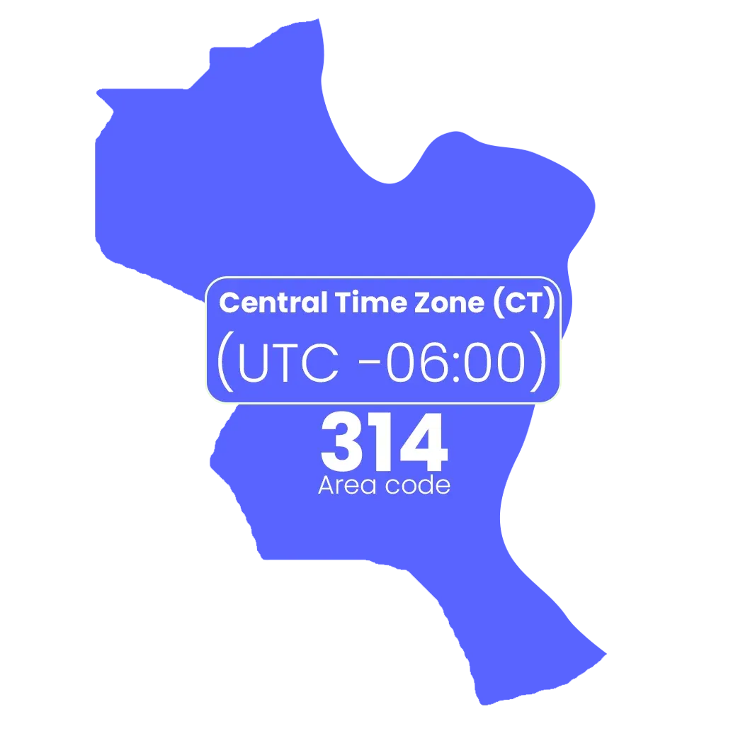 314 area  code with utc time zone pinned 