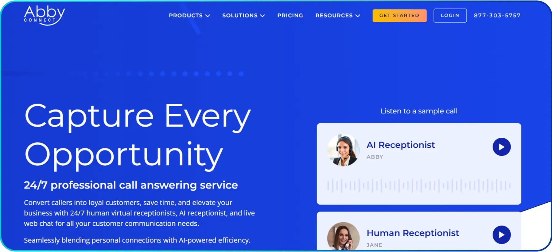 abby connect as a servicepage of virtual receptionist