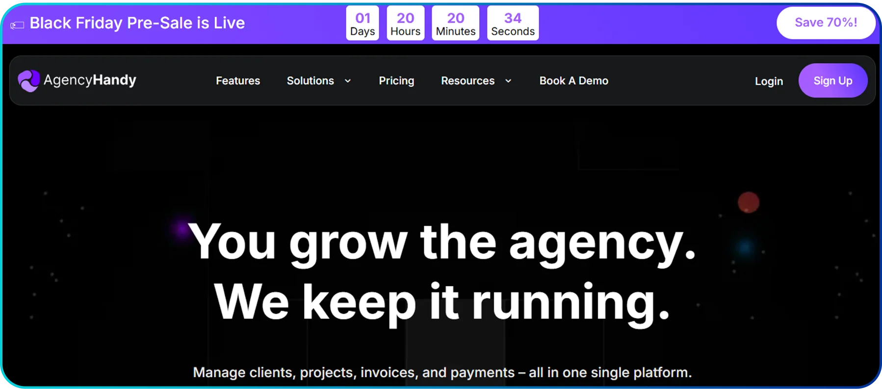 black friday saas deal agency handy homepage
