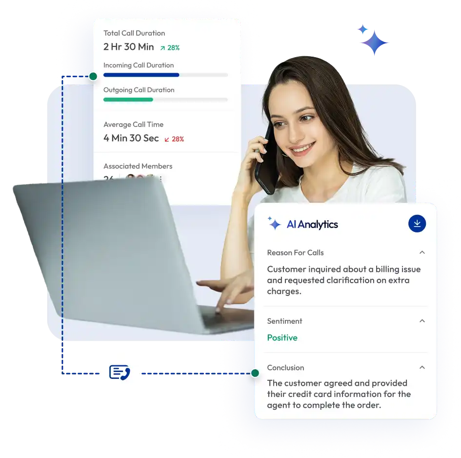 A girl display the call summary