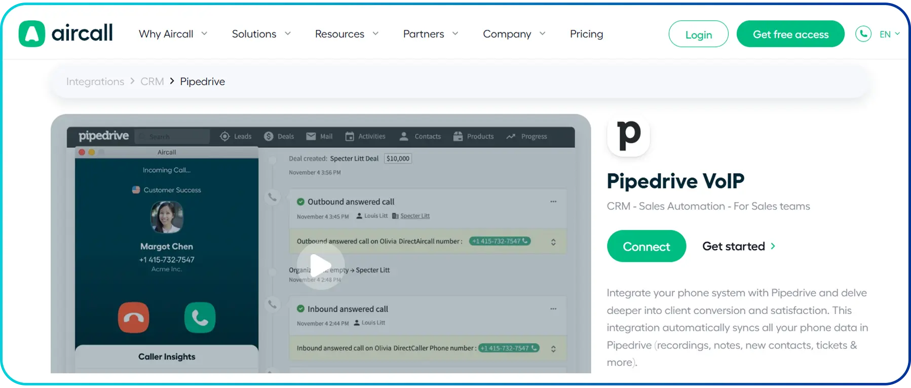 aircall pipedrive integration