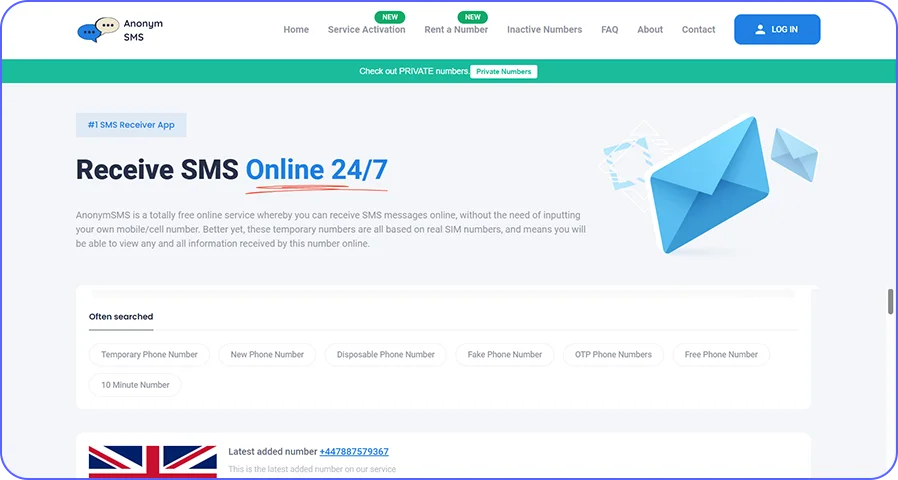 anonymsms homepage