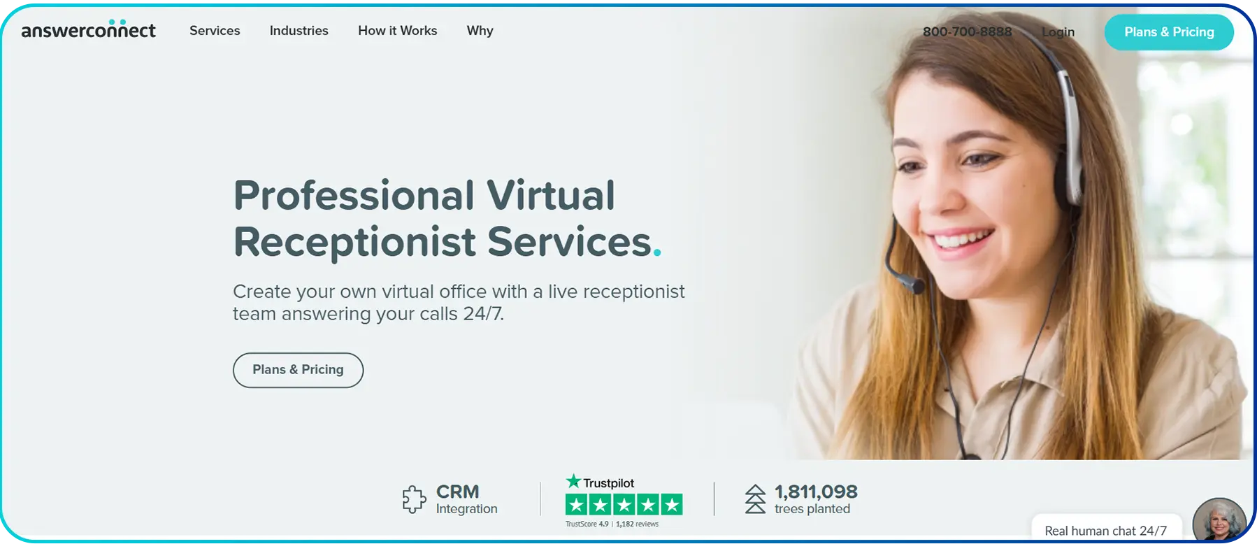 answerconnect as a servicepage of virtual receptionist