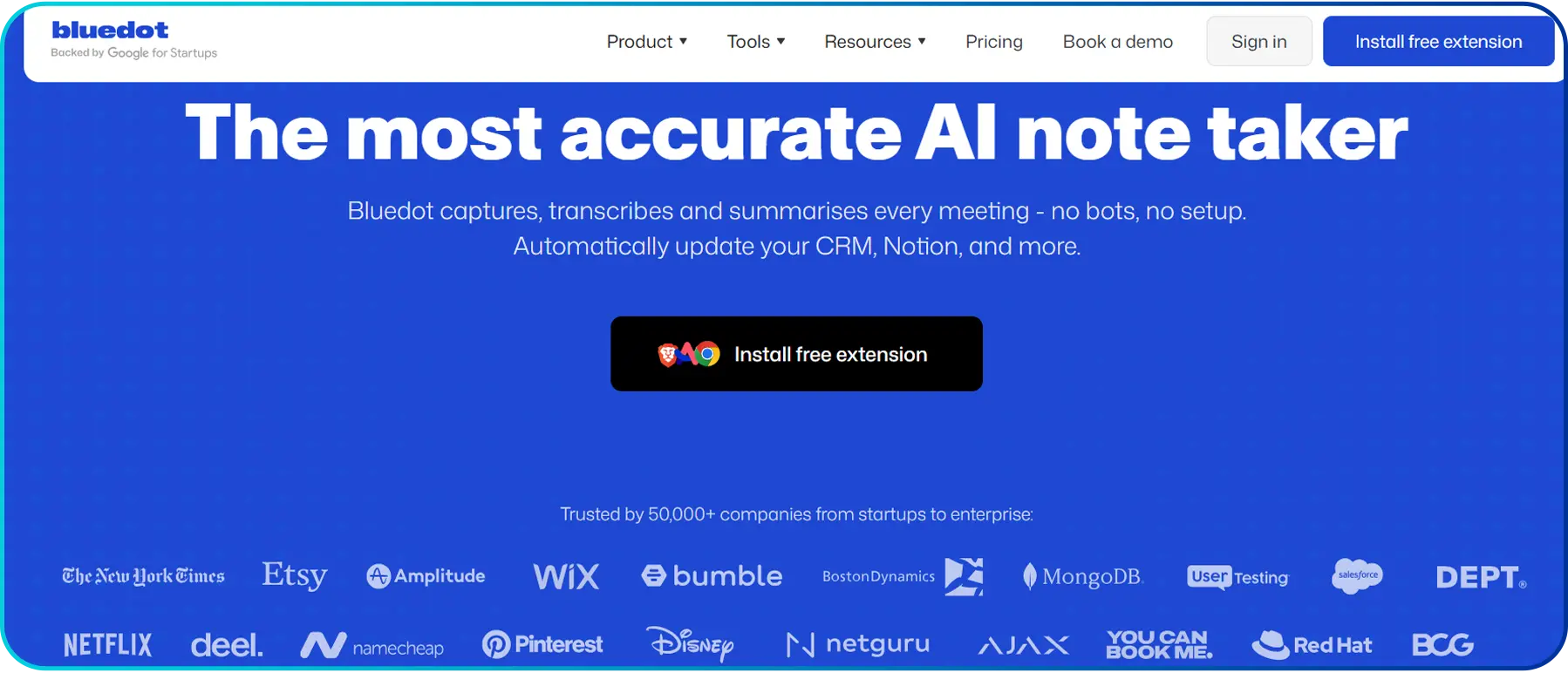 homepage of bluedot