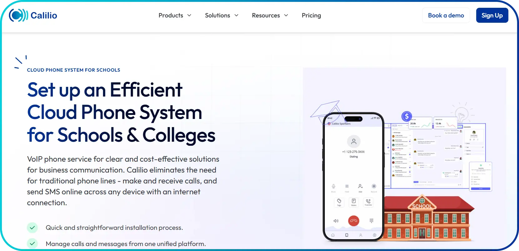 calilio phone systems for schools