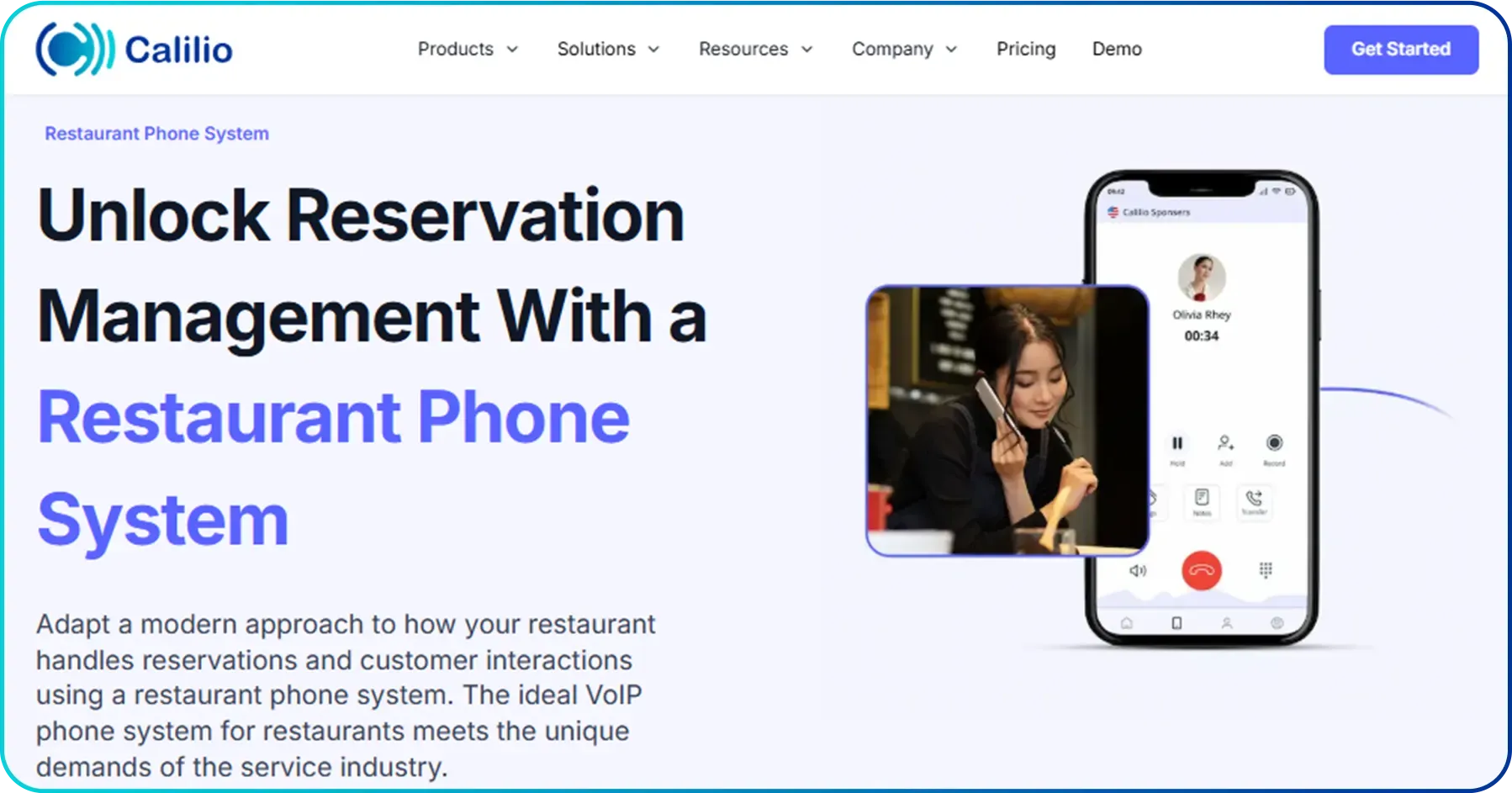 calilio as a restaurant phone system