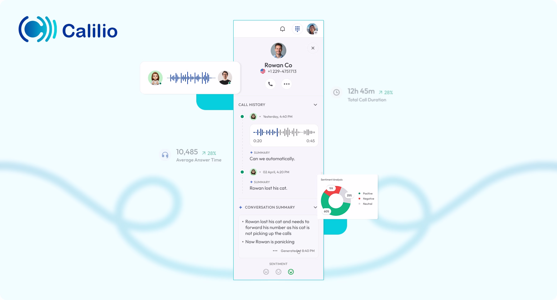 calilio's call history feature