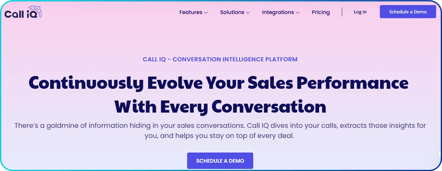 homepage of call iq