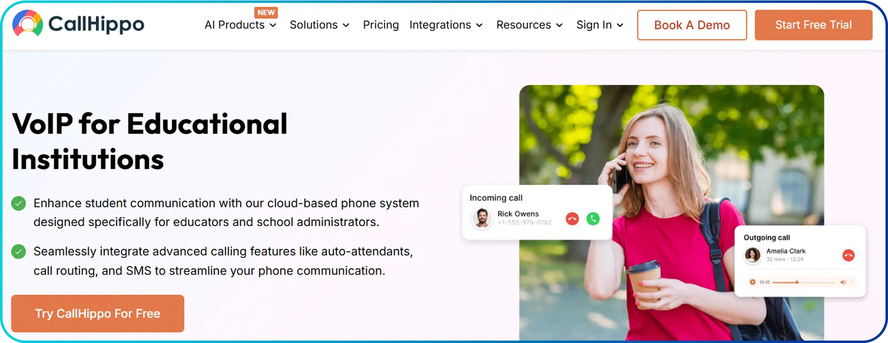 callhippo phone systems for a school