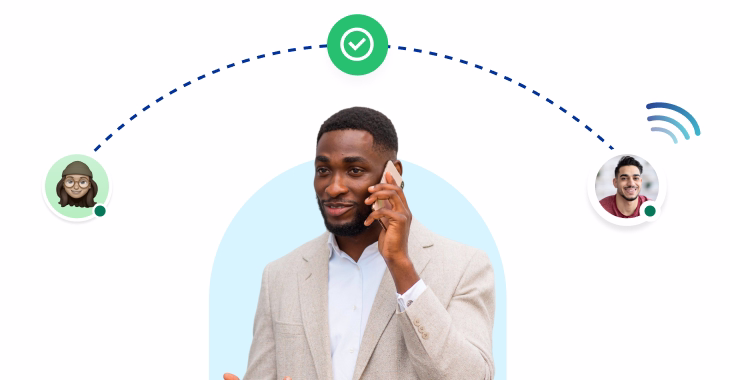 businessman using a cloud phone system to connect with remote team members