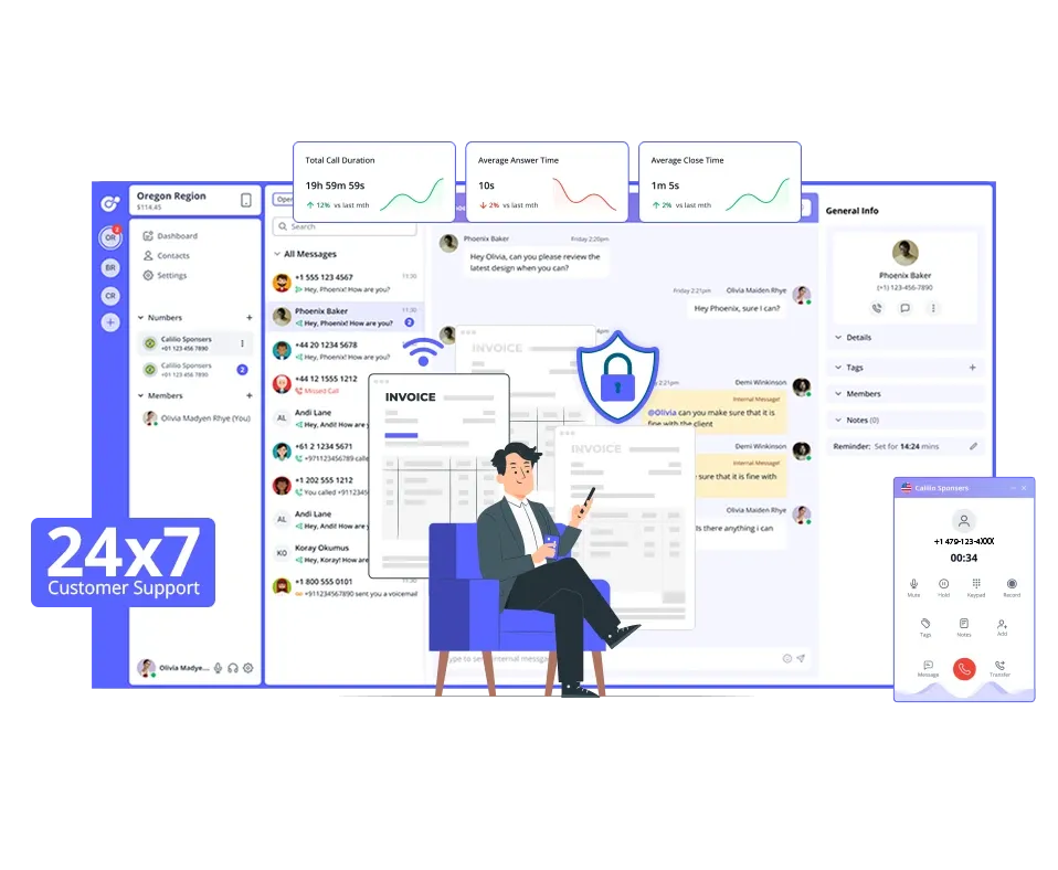 dashboard showing unified call box feature