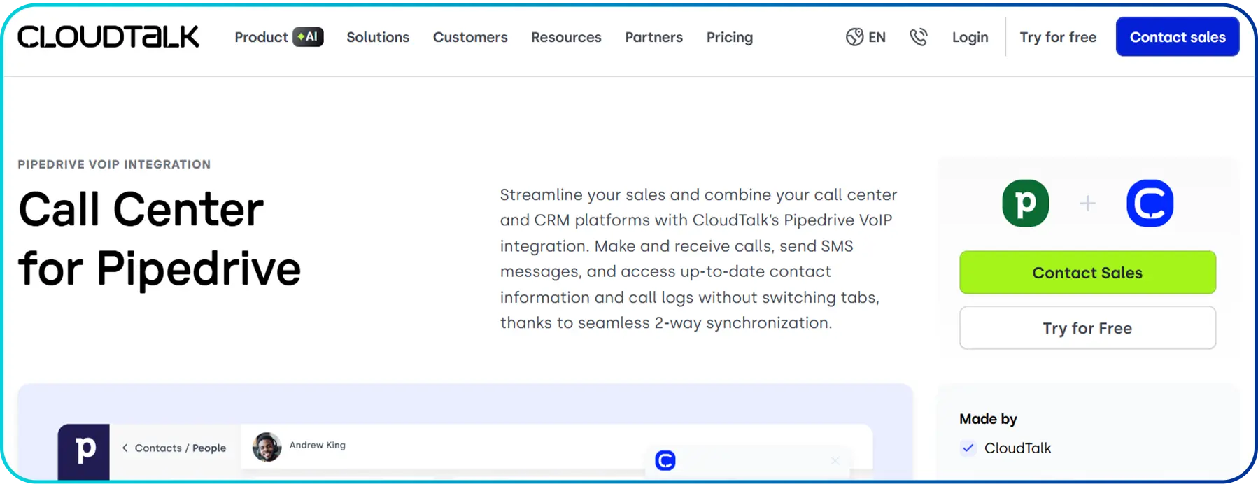 cloudtalk pipedrive integration