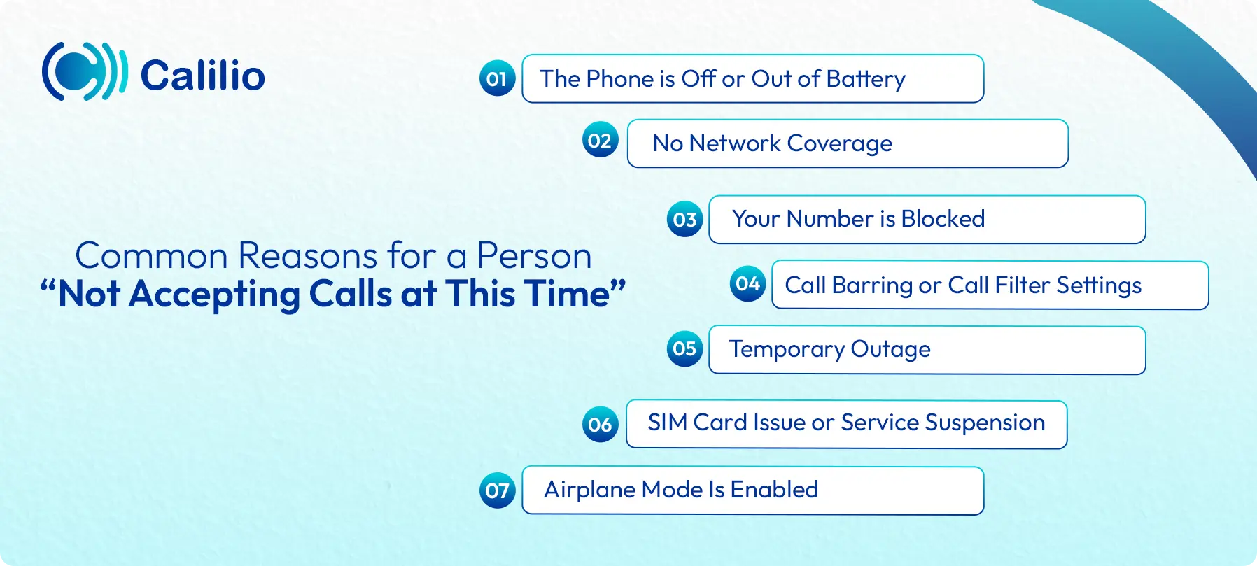 reasons for a person not receiving call at this time