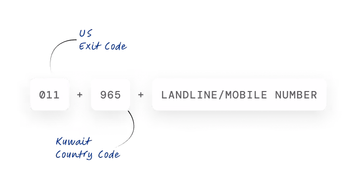 kuwait dialing format from usa