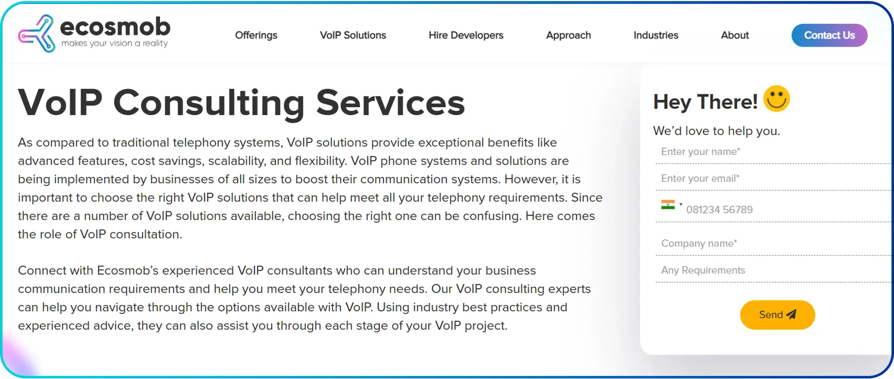 voip consulting servicepage of ecosmob