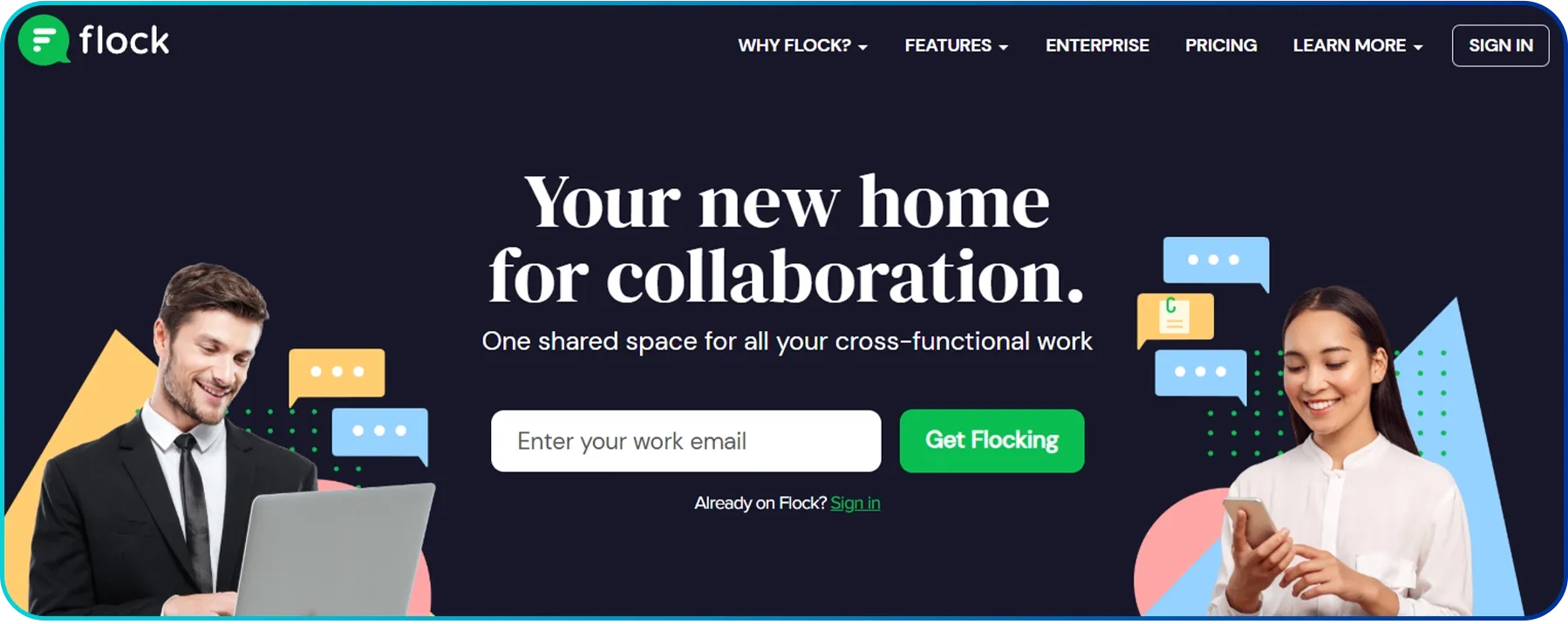 homepage of flock