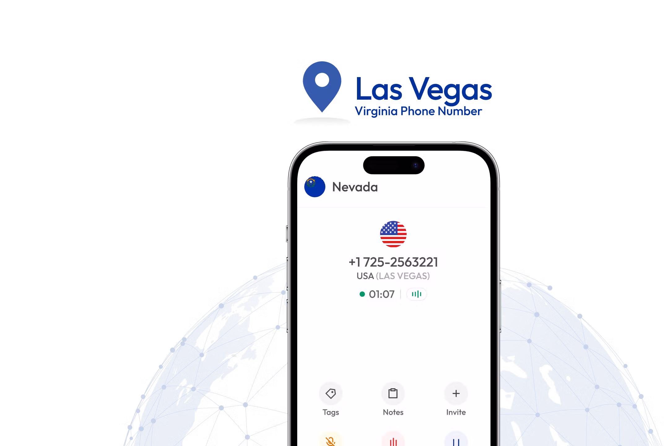 725 area code Las Vegas Nevada virtual phone number on mobile app