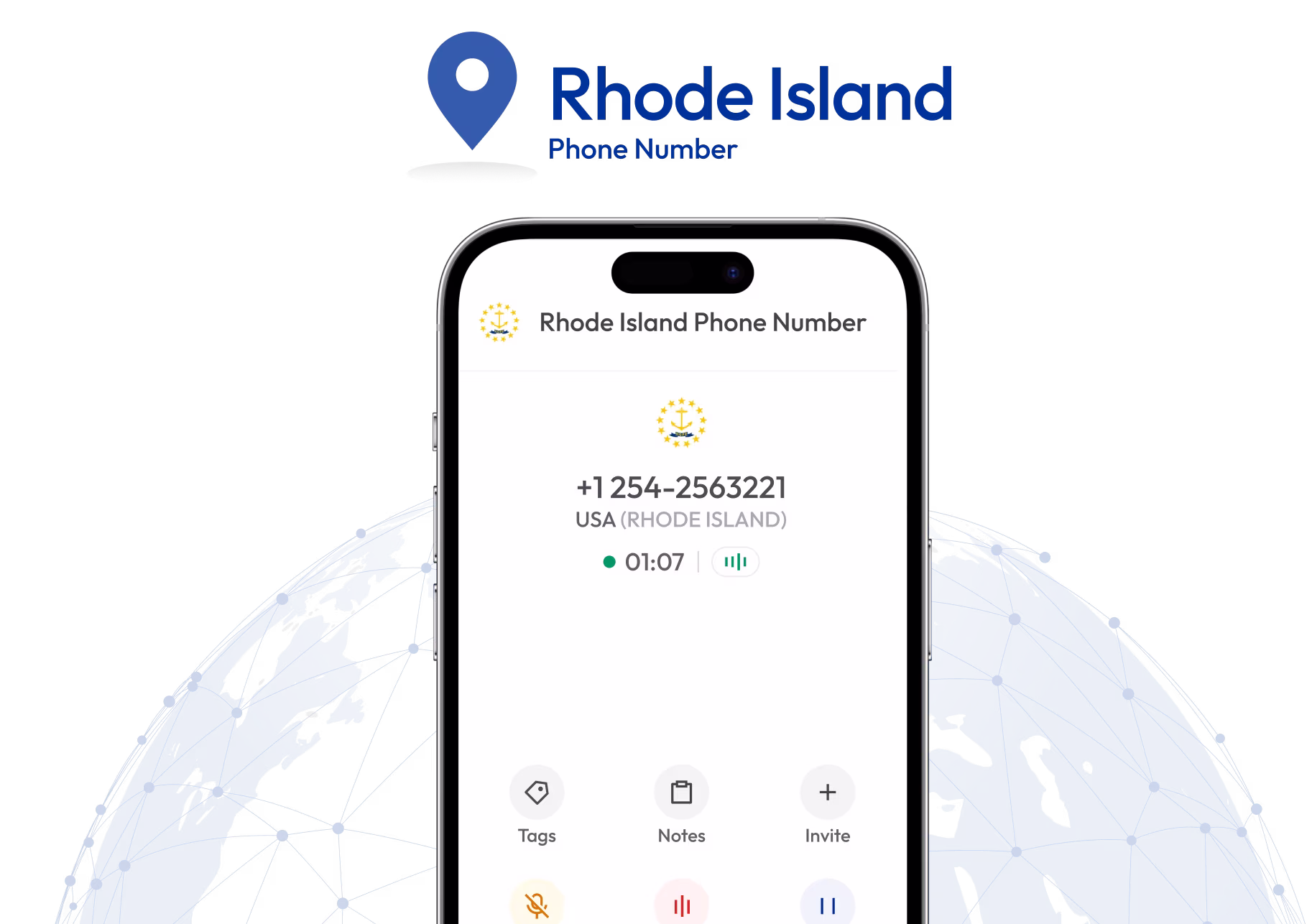 state map of rhode with 401 area code phone number