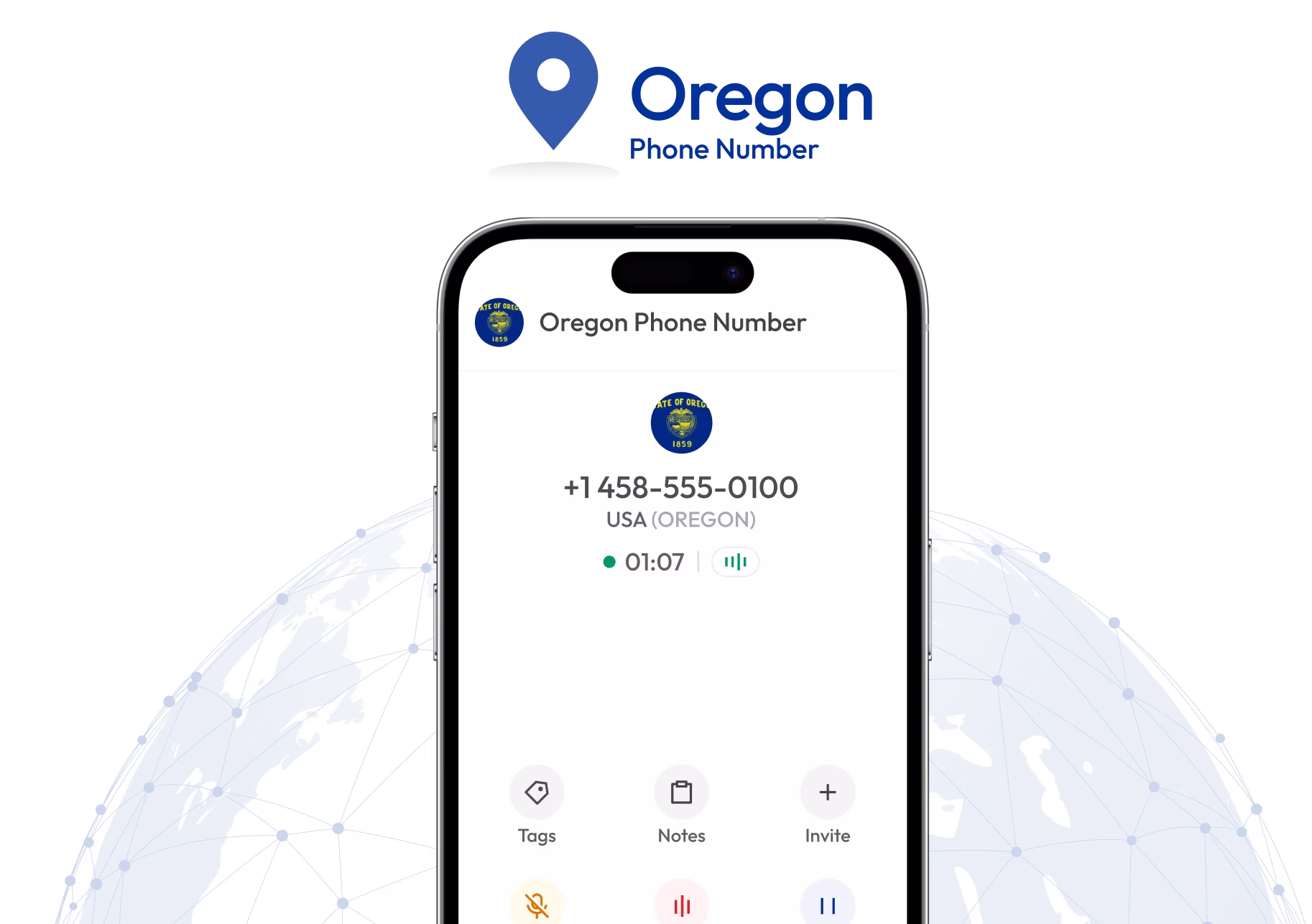 oregon phone number on a mobile with its code