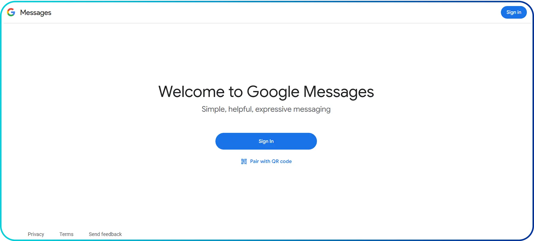 google messages homepage