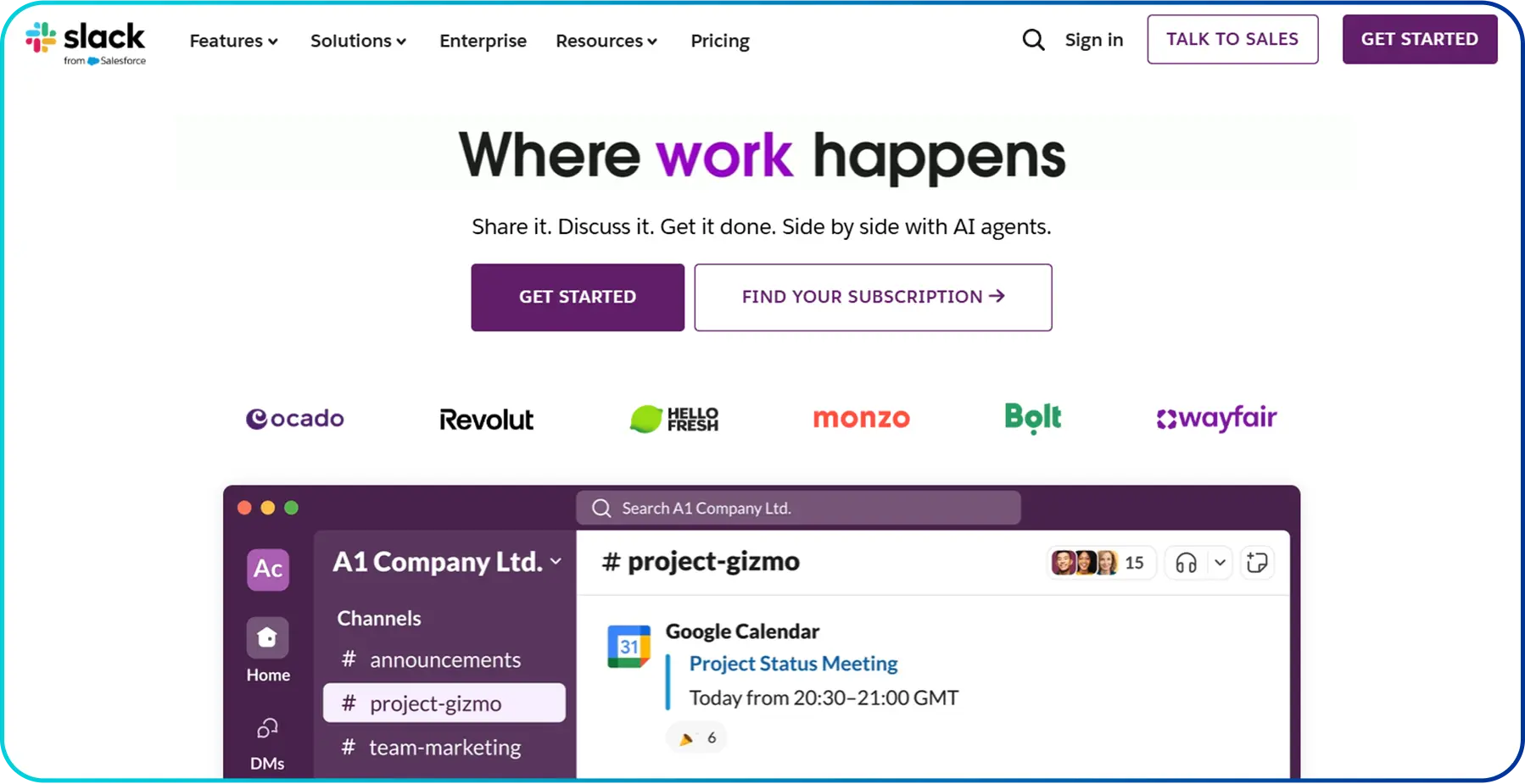 slack homepage