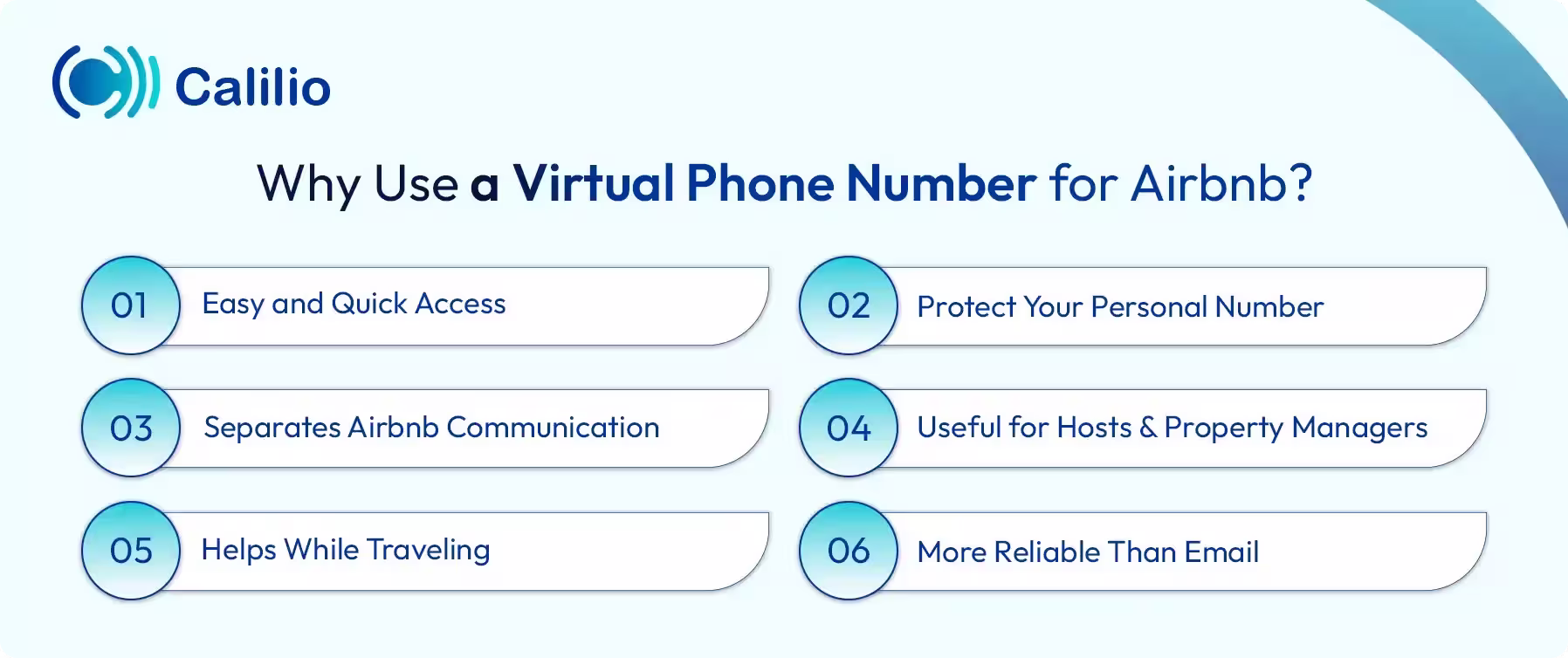 why use a virtual phone number for airbnb infographic by calilio listing six benefit