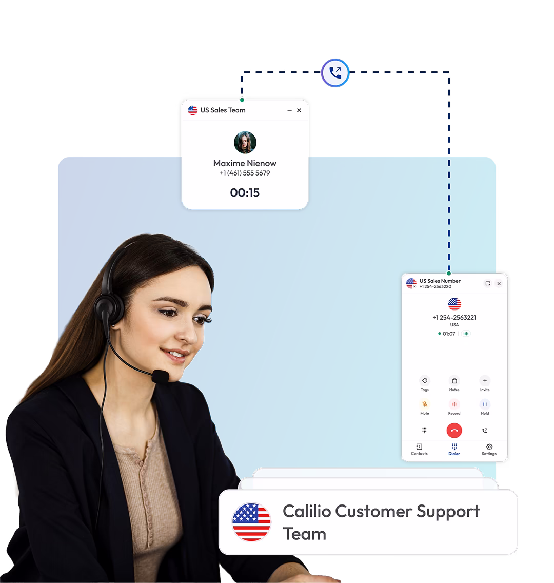 a girl handling business calls with cloud phone system and call management