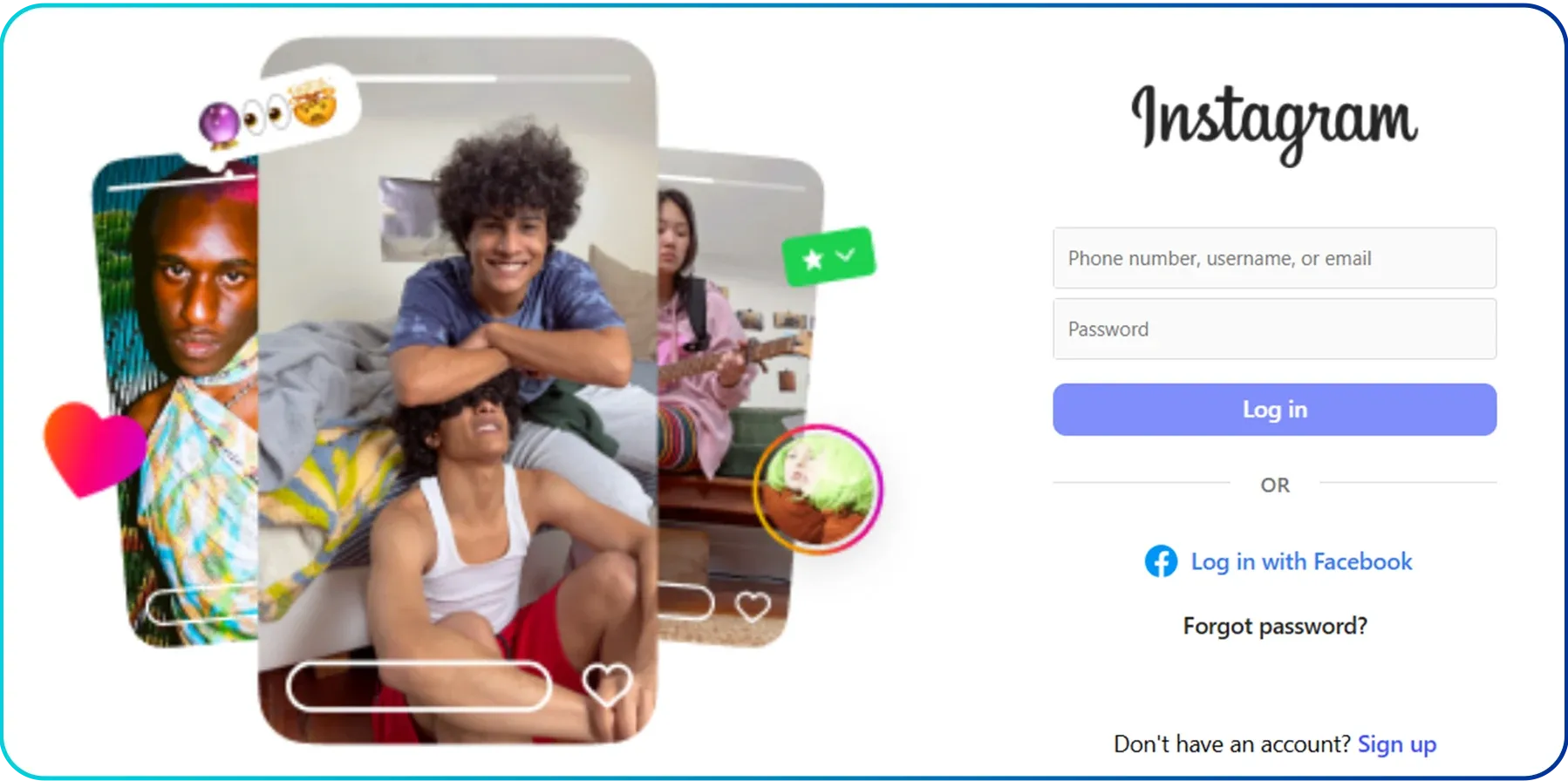 homepage of instagram