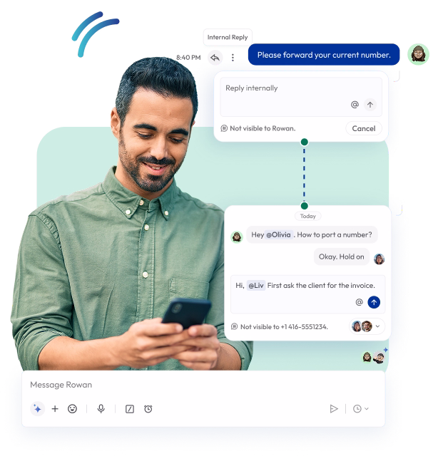 a boy communicating efficiently and securely between teams with voip internal messaging