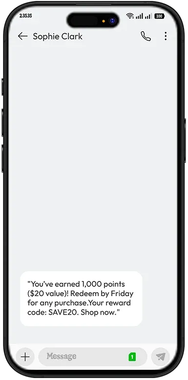 example of loyalty points or rewards notification