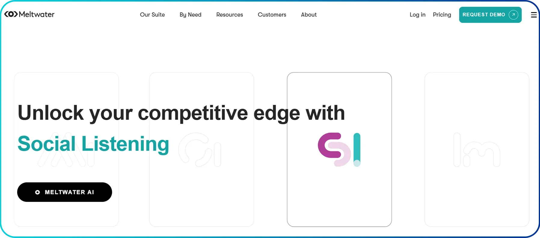 screenshot of meltwater landing page.