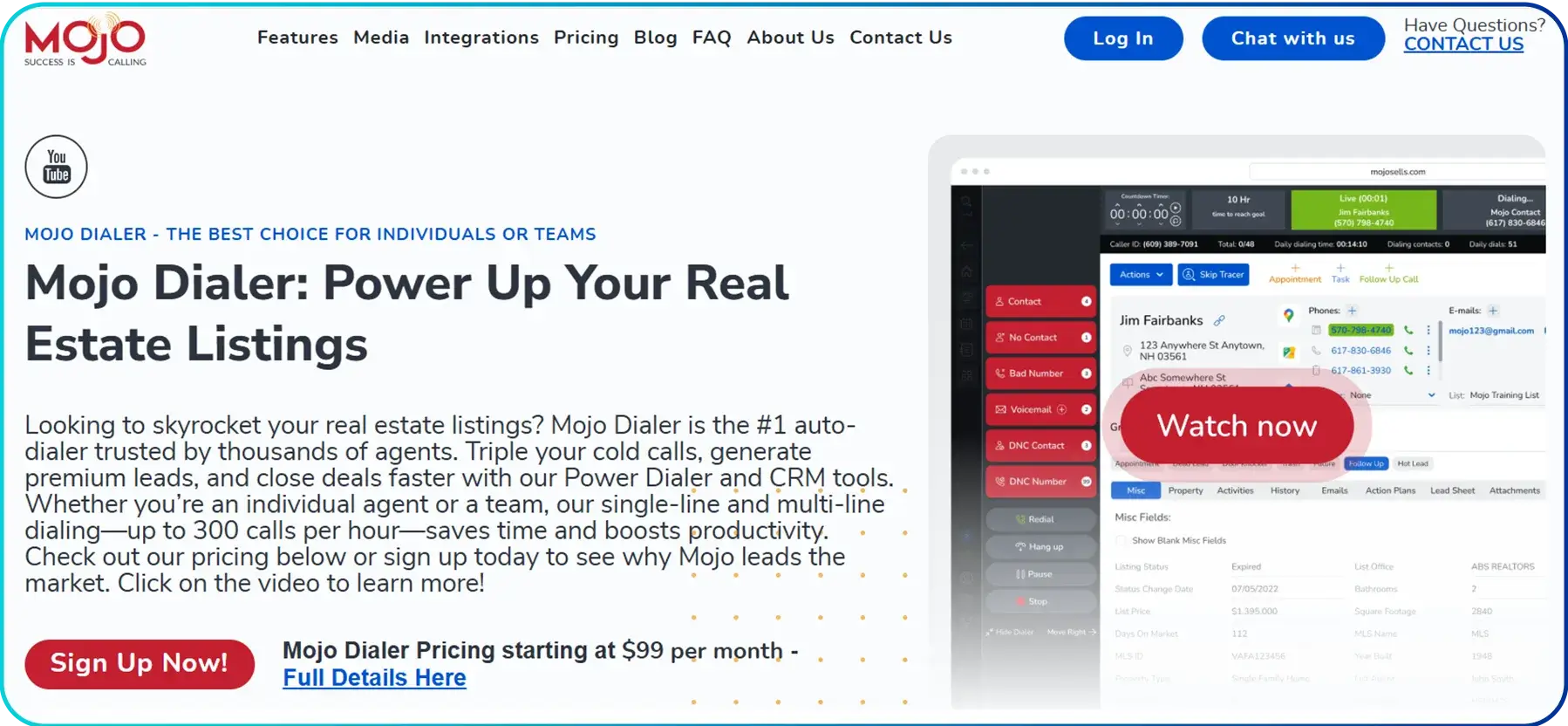 mojo dialer homepage