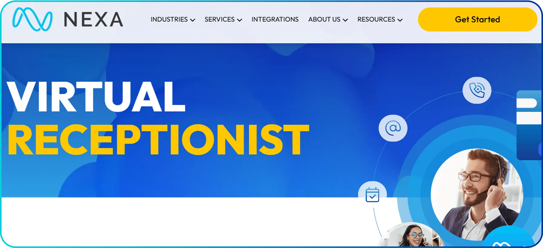 nexa as a servicepage of virtual receptionist