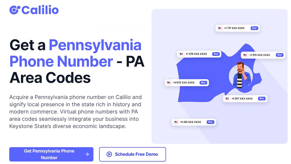 Get Pennsylvania Phone Numbers Local PA Area Codes Calilio