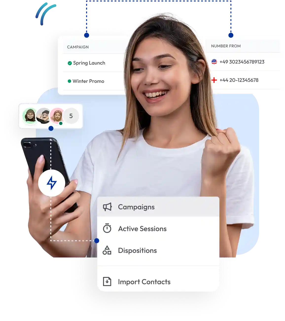 Sales agent using power dialer with automated calling to boost productivity and manage campaigns