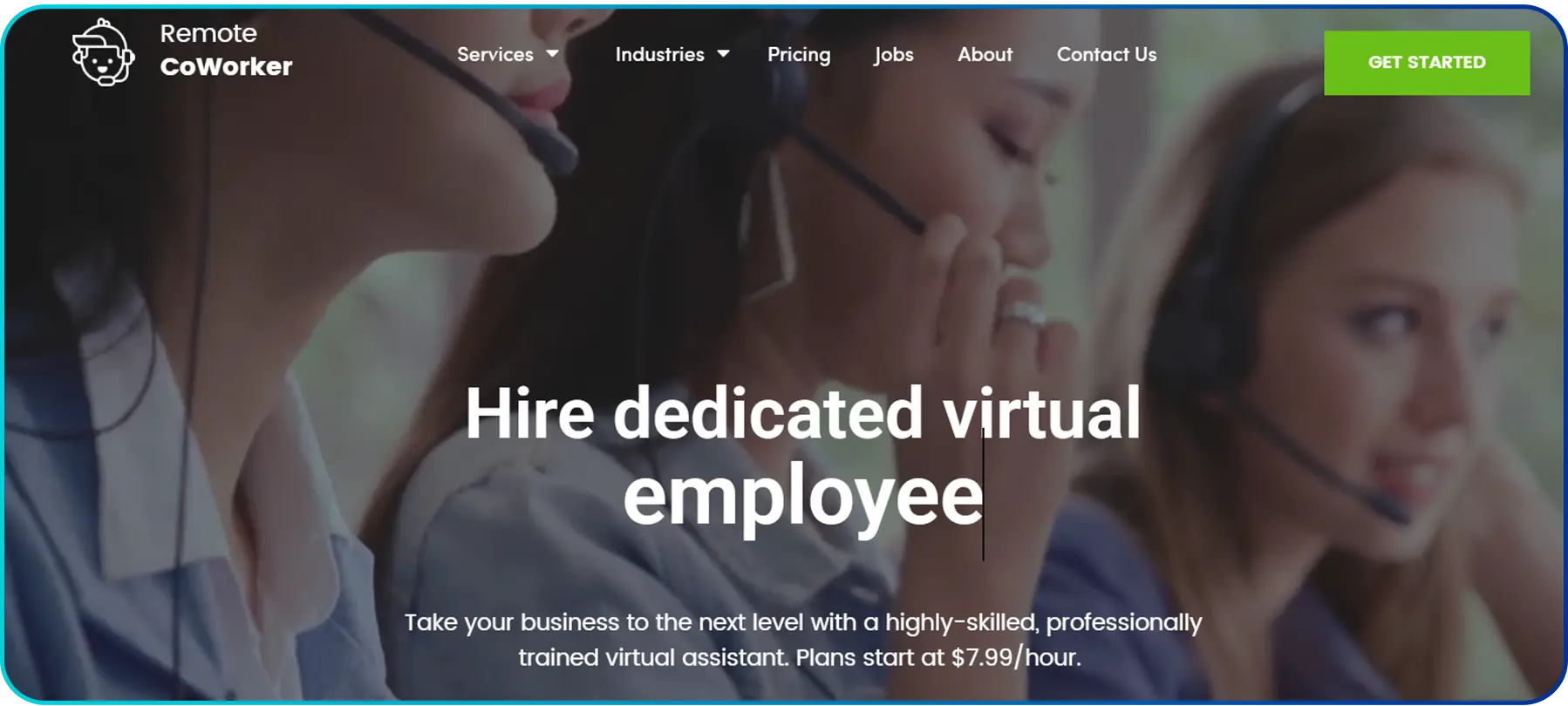 remotecoworker as homepage of inbound call center outsourcing