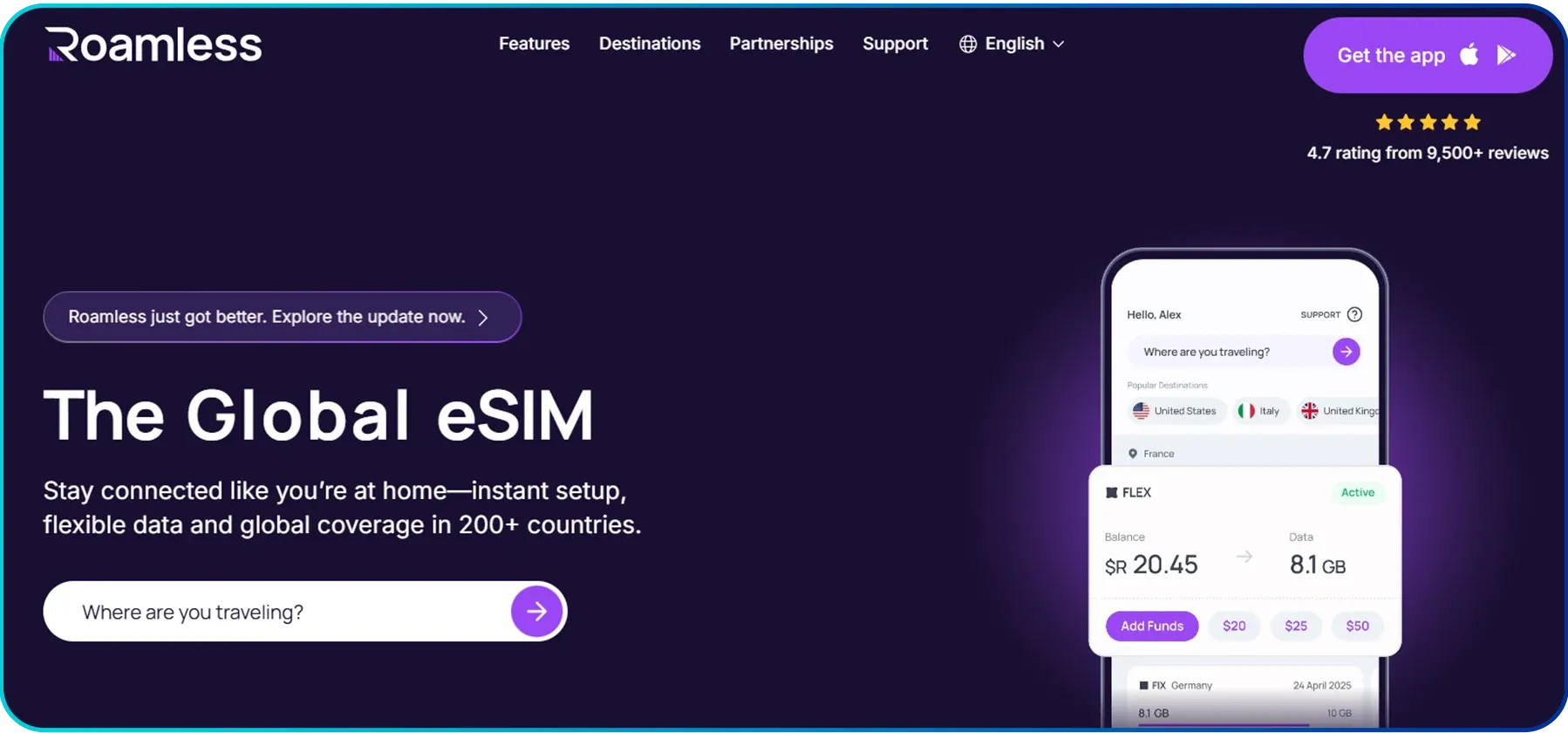 roamless homepage