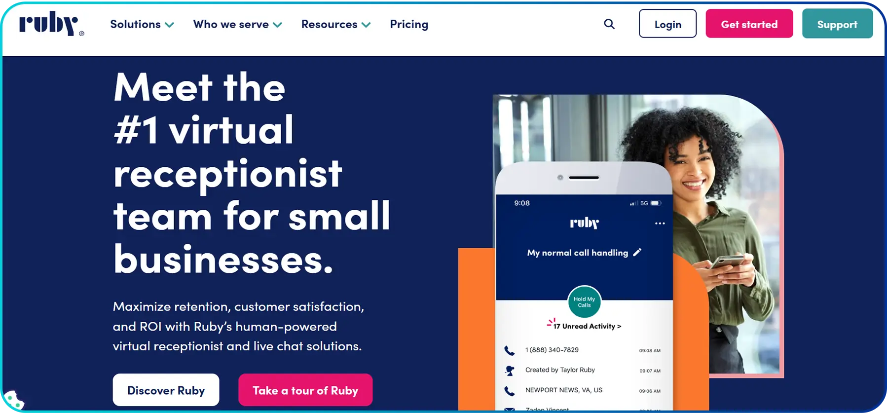 ruby receptionist as a servicepage of virtual receptionist