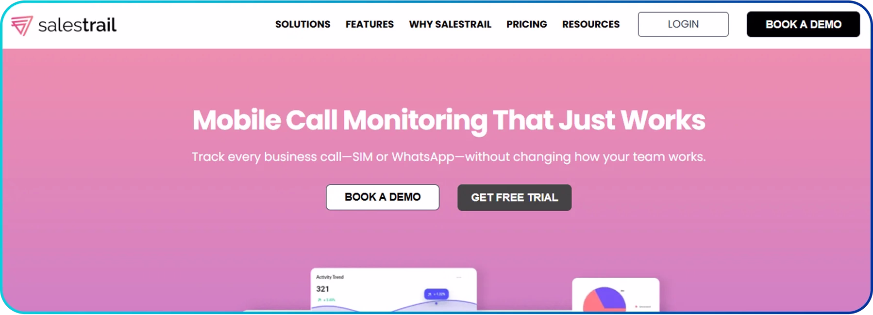 Salestrail homepage screenshot