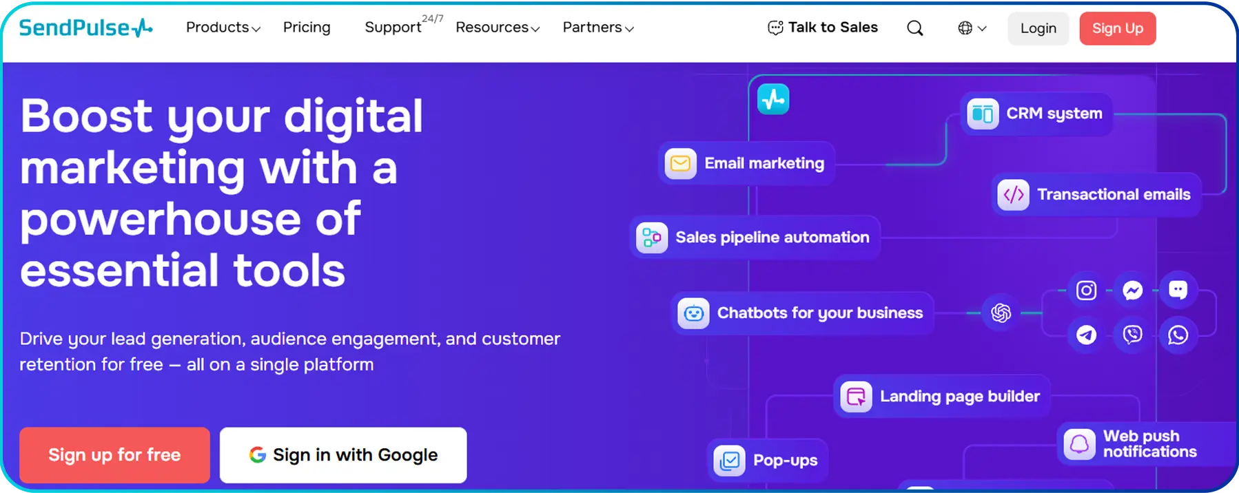 sendpulse homepage