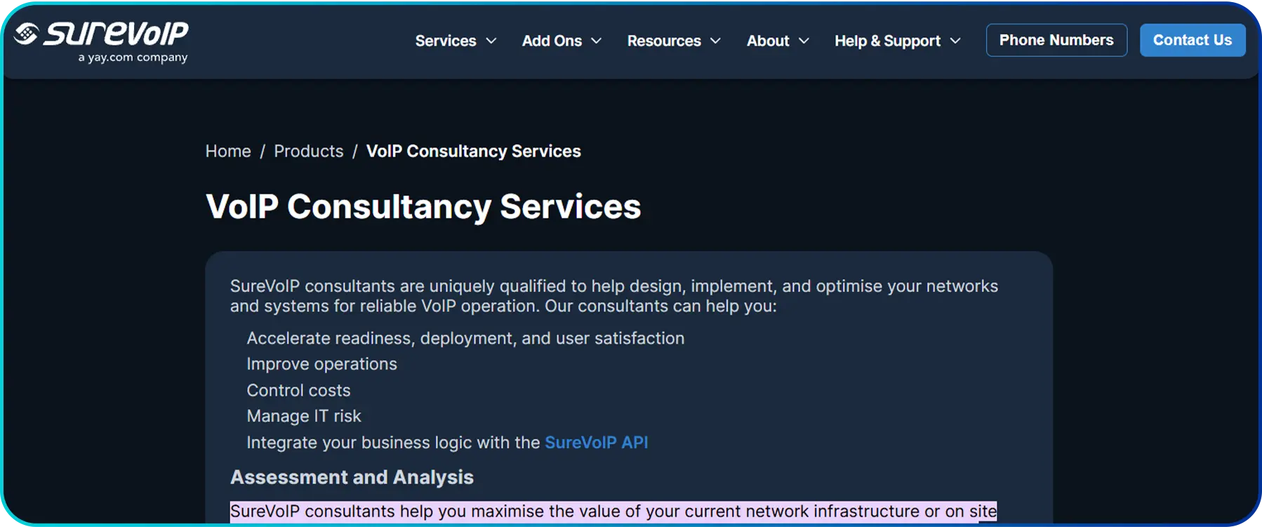 voip consulting servicepage of surevoip