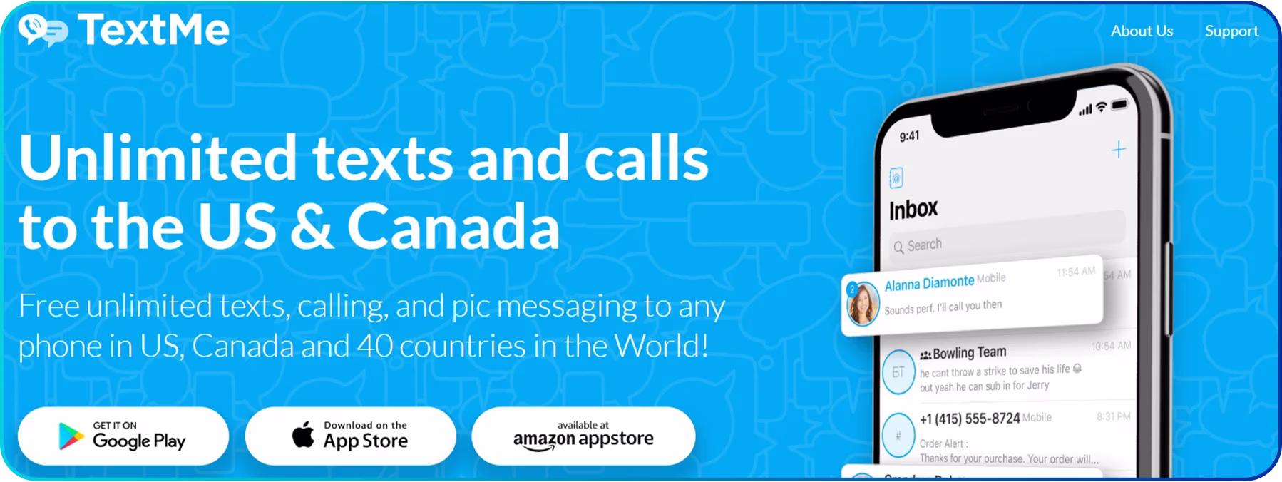 TextMe homepage screenshot