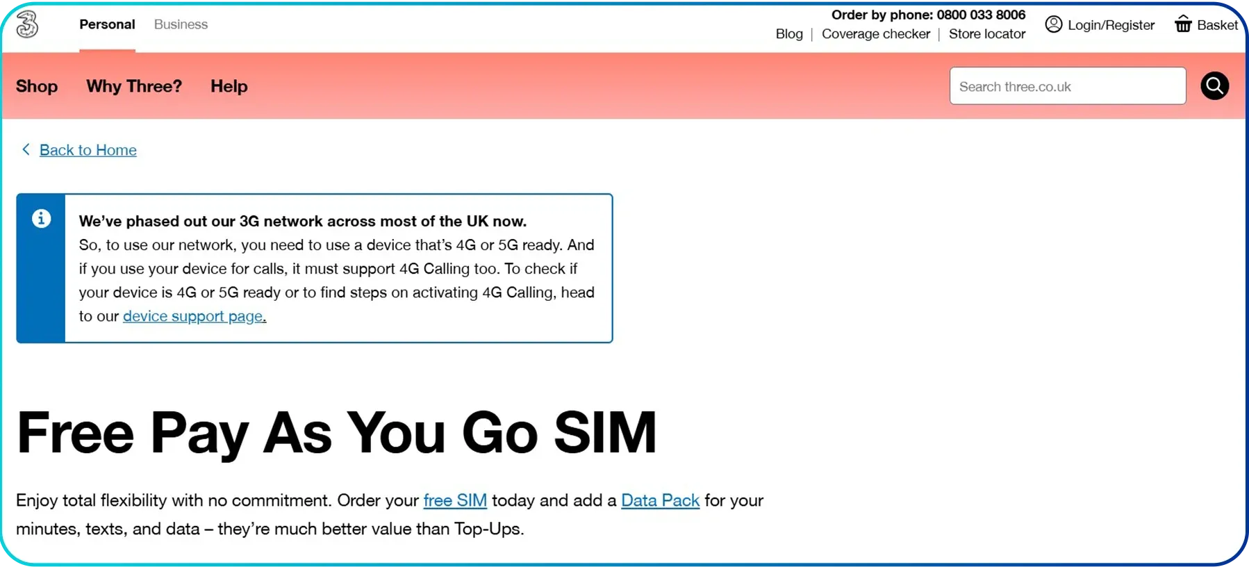 three as uk prepaid sim card for tourist
