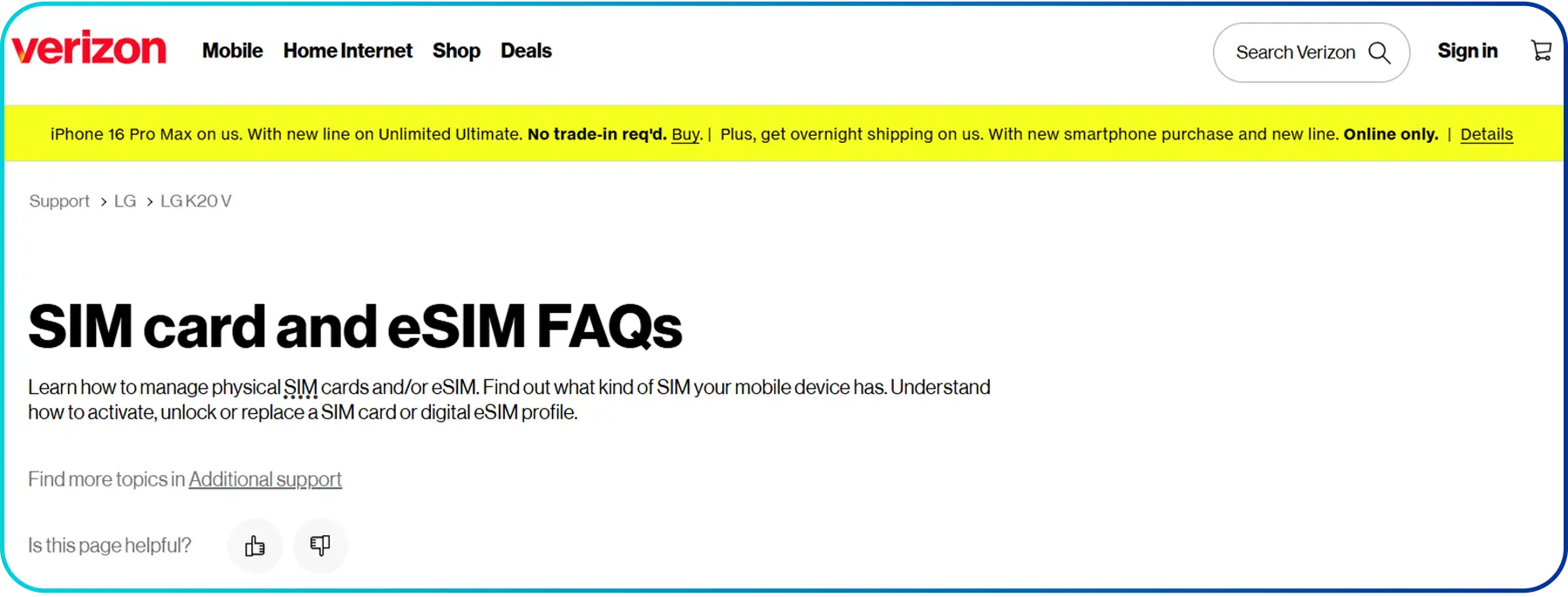 verizon homepage