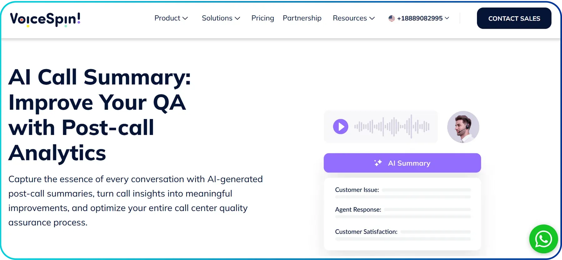 call summary feature page of voicespin