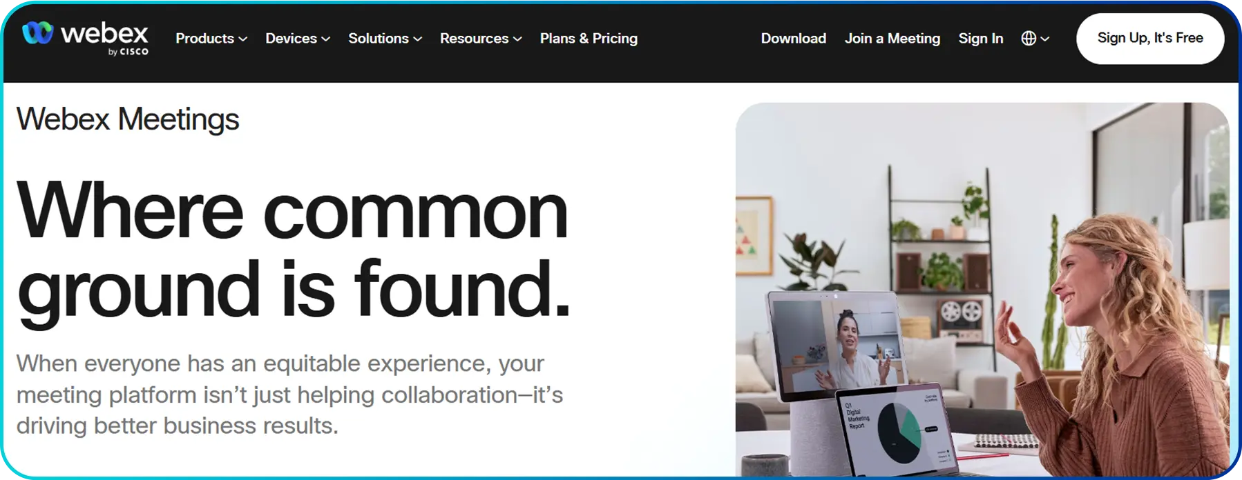 homepage of webex