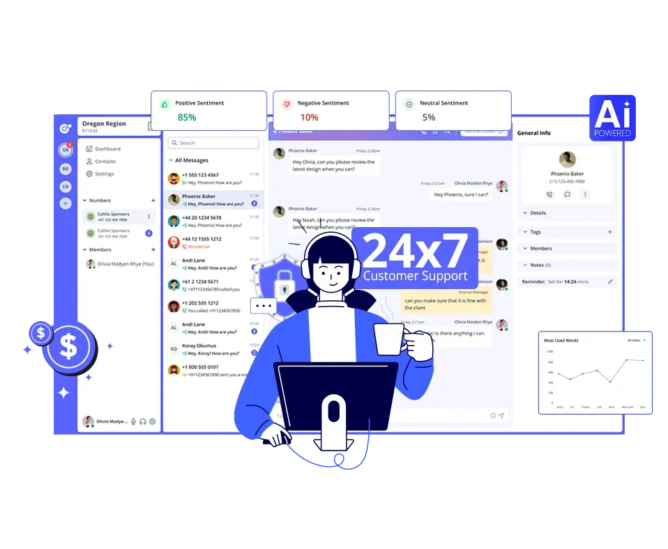 24 hour service by calilio for 567 area code phone number
