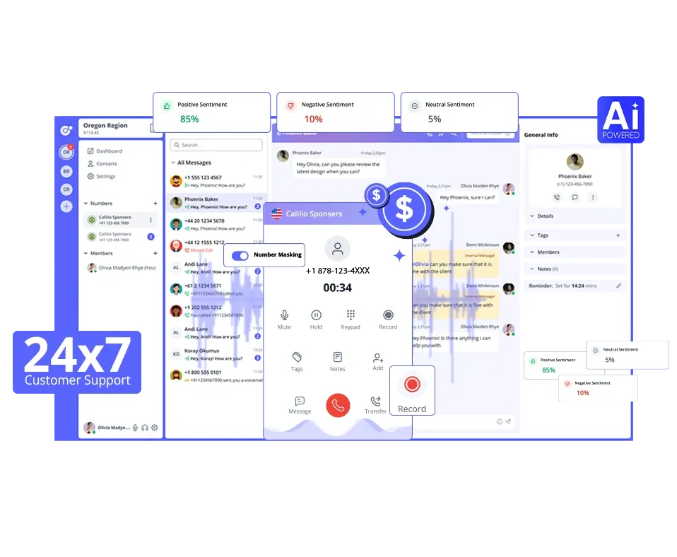 customer support with available features