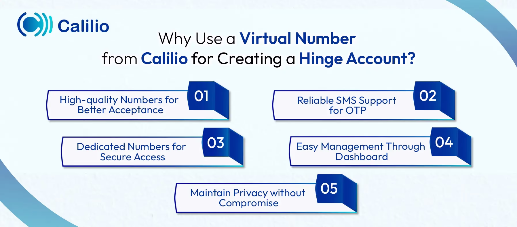 reasons to use virtual number from calilio to create hinge account